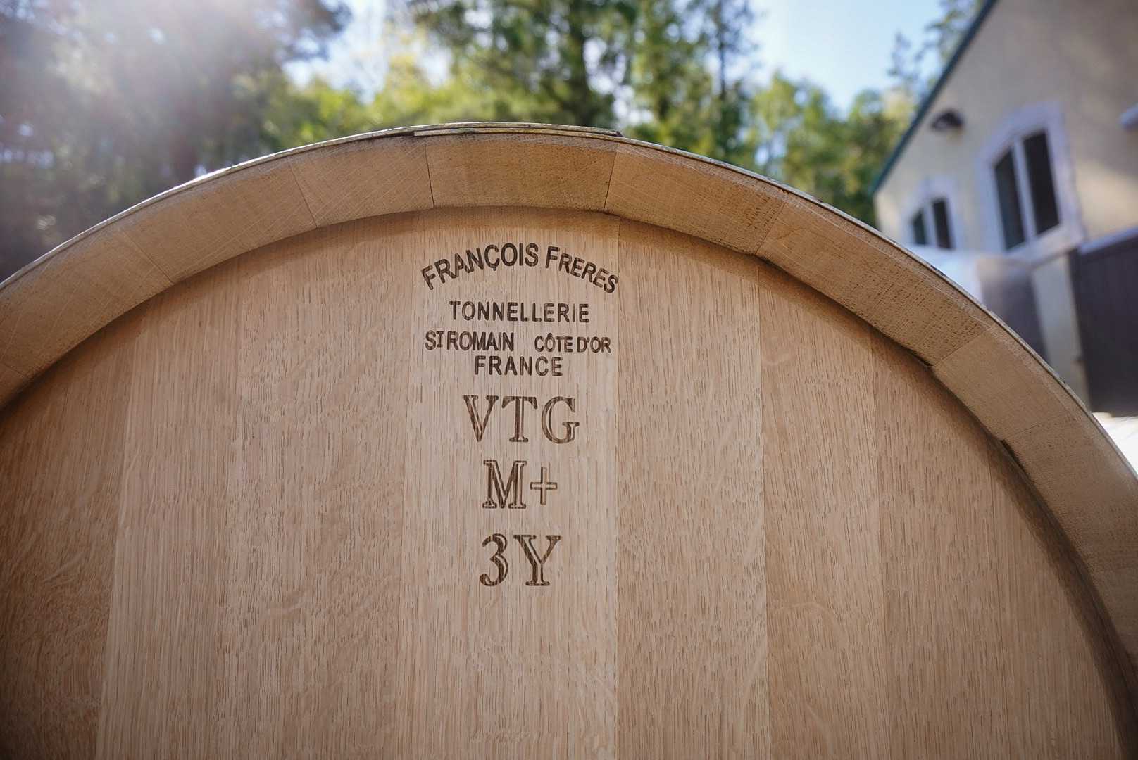 Close up of chardonnay barrel