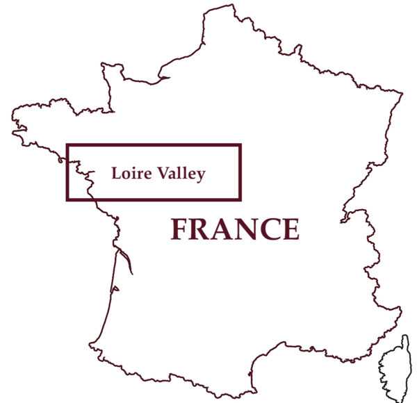 Map of France with the Loire Valley AVA highlighted